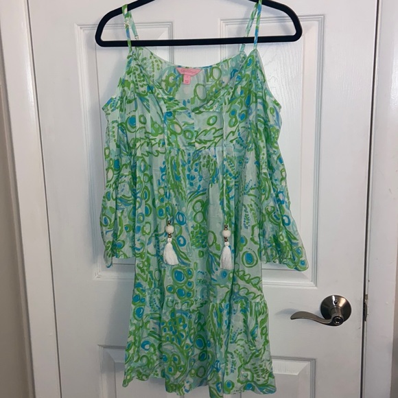 Lilly Pulitzer Other - Lilly Pulitzer blue & green off the open shoulder coverup size S
